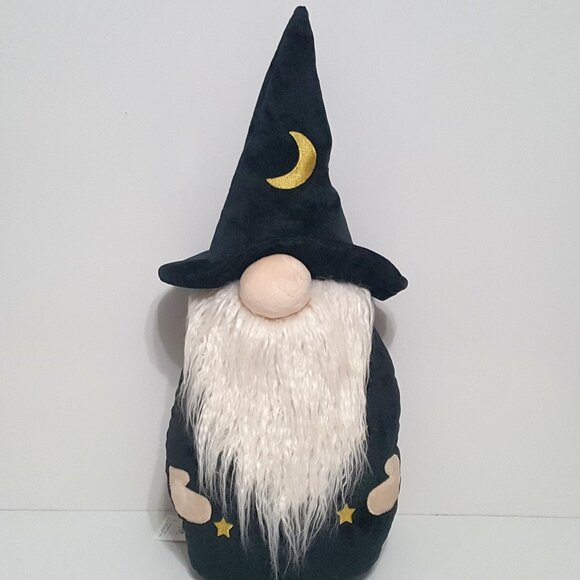NEW RARE Pottery Barn Halloween Velvet Wizard Gnome Shaped Pillow 8" w x 23" h - Picture 1 of 6